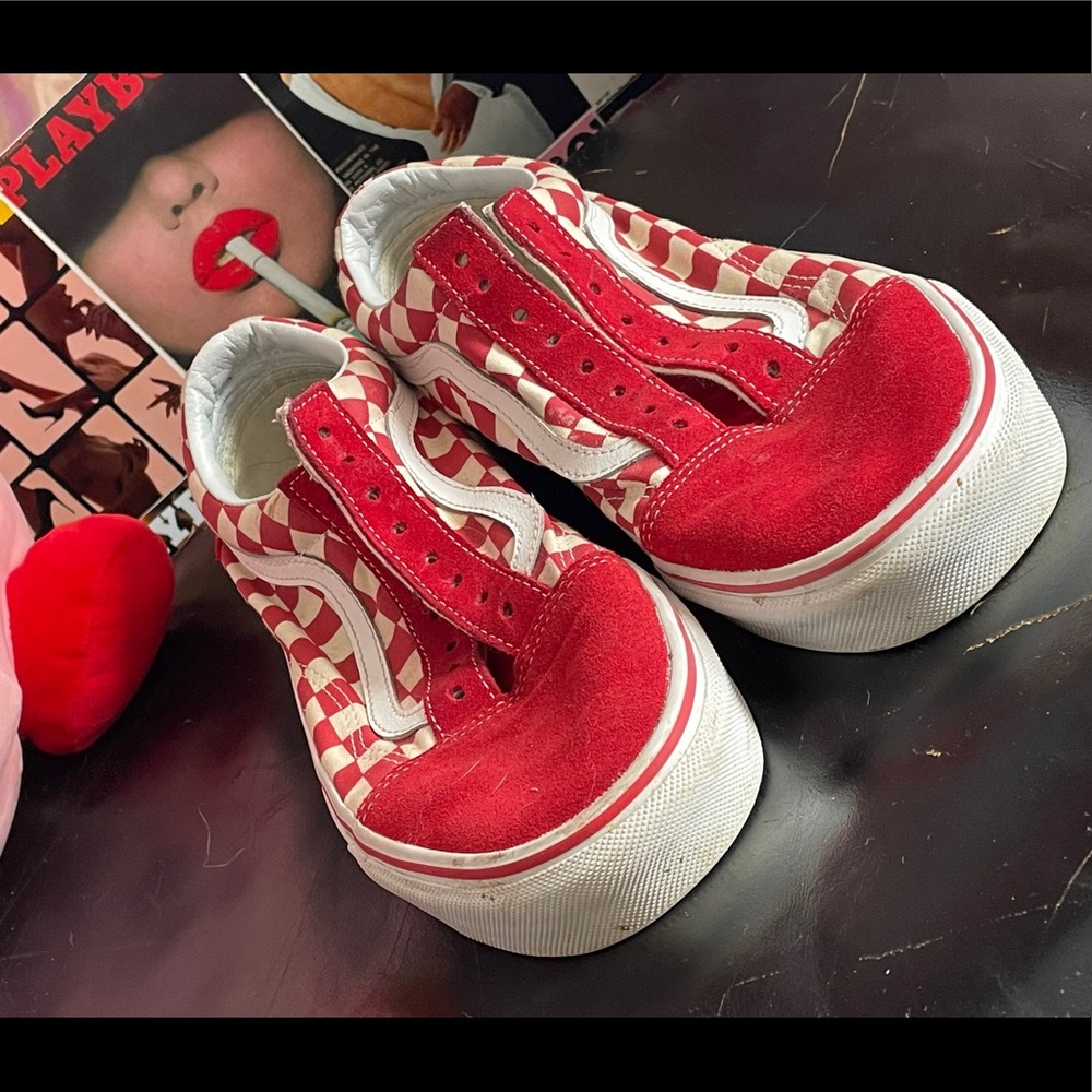 Red an white checkered vans